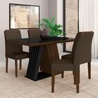 Mesa De Jantar Com Vidro 4 Cadeiras Sícilia Imbuia/preto/marr