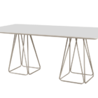 Mesa De Jantar Com Vidro Base Em Aço - Milão - Cm Decor