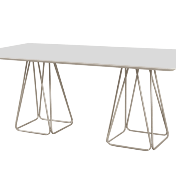 Mesa De Jantar Com Vidro Base Em Aço - Milão - Cm Decor