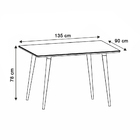 Mesa De Jantar Com Vidro Laila 135x90 Cm Off White Pés Retrô