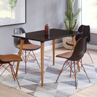 Mesa De Jantar Com Vidro Laila 135x90 Cm Pés Retrô Castanho -