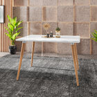 Mesa De Jantar Com Vidro Louise 120x90 Cm Pés Retrô Castanho