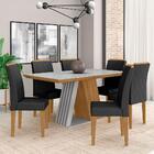 Mesa De Jantar Com Vidro Sícilia 6 Cadeiras Cinamo/off Wh/pre