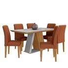 Mesa De Jantar Com Vidro Sícilia 6 Cadeiras Cinamo/off Wh/ter