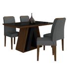 Mesa De Jantar Com Vidro Suiça 4 Cadeiras Imbuia/preto/cinza