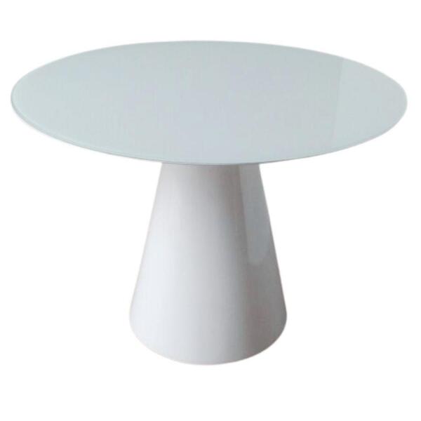 Mesa De Jantar Cone 120cm Laqueada E Vidro 4mm Branco