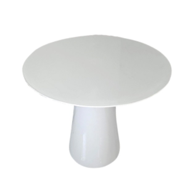 Mesa De Jantar Cone 140 Cm Tampo Laca Branca + Vidro Base Bra