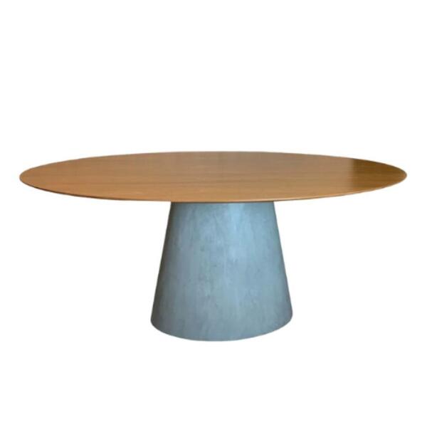 Mesa De Jantar Cone 160x90 Cm Freijó Cimento Queimado