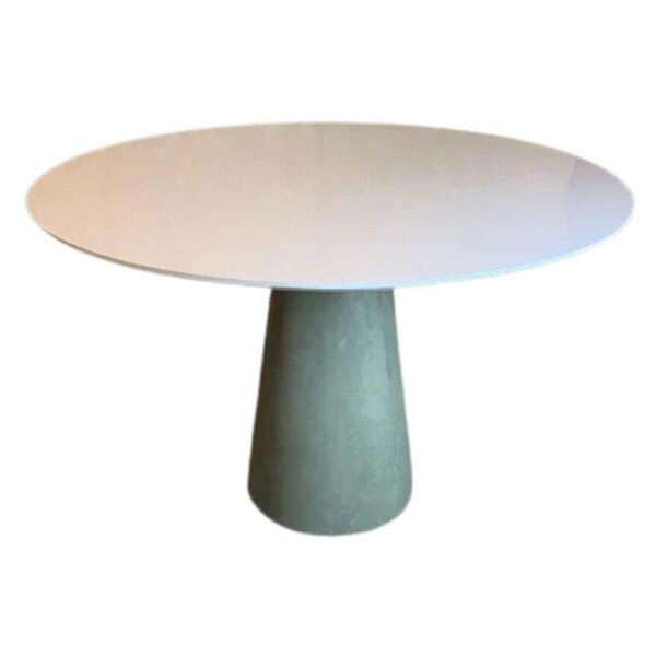 Mesa De Jantar Cone 70 Cm Cimento Queimado Branco