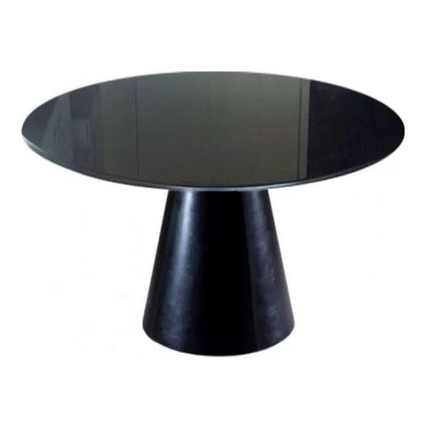 Mesa De Jantar Cone 70cm Laqueada E Vidro 4 Mm Preto