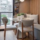 Mesa De Jantar Cone 80 Cm Tampo Laca Branca + Vidro Base Bran