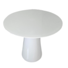 Mesa De Jantar Cone 80 Cm Tampo Laca Branca + Vidro Base Bran