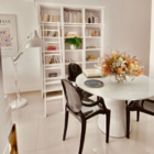 Mesa De Jantar Cone 90 Cm Tampo Laca Branca + Vidro Base Bran