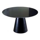Mesa De Jantar Cone 90cm Laqueada E Vidro 4 Mm Preto