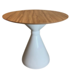 Mesa De Jantar Cone Ampulheta 100 Cm Tampo Nogueira Base Bran