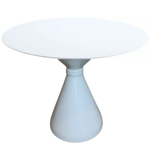 Mesa De Jantar Cone Ampulheta 130 Cm Tampo Laqueado Branco Ba