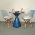 Mesa De Jantar Cone Ampulheta 90 Cm Tampo Laqueado Azul Base