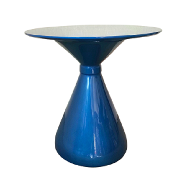 Mesa De Jantar Cone Ampulheta 90 Cm Tampo Laqueado Azul Base