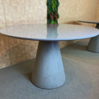 Mesa De Jantar Cone Cimento Queimado 160 Cm Tampo Cinza + Vid