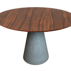 Mesa De Jantar Cone Cimento Queimado 160 Cm Tampo Pau Ferro -