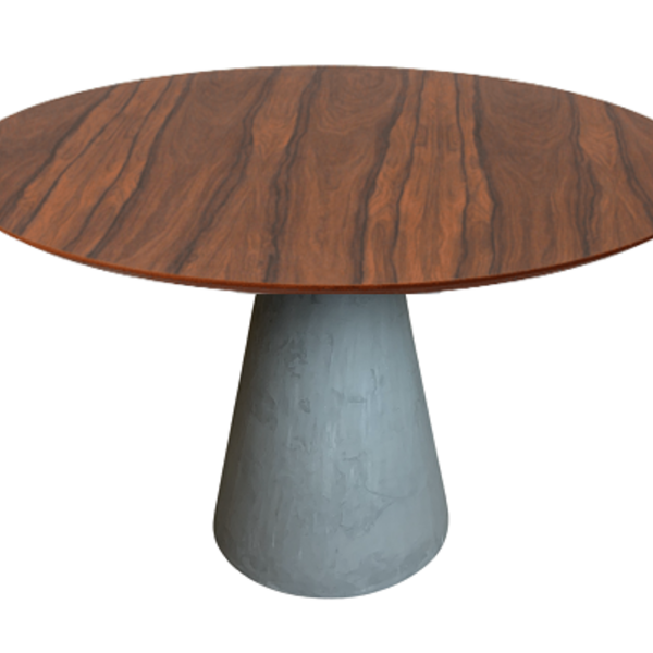 Mesa De Jantar Cone Cimento Queimado 160 Cm Tampo Pau Ferro -