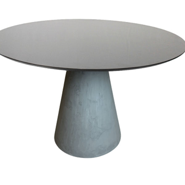 Mesa De Jantar Cone Concreto 130 Cm Tampo Laqueado - Preto