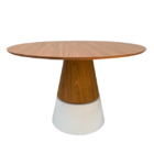 Mesa De Jantar Cone Duo Cores Modelar 80cm Tampo Freijó Base