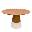 Mesa De Jantar Cone Duo Cores Modelar 80cm Tampo Freijó Base