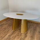 Mesa De Jantar Cone Duo Oval 180x100cm  Base Freijó Tampo Lac