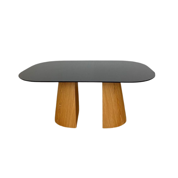 Mesa De Jantar Cone Duo Retangular 137x90cm Tampo Laca Preta