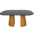 Mesa De Jantar Cone Duo Retangular 180x100cm Tampo Laca Preta