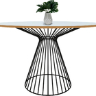 Mesa De Jantar Cone Girassol Redonda Com Tampo De Madeira 1 2