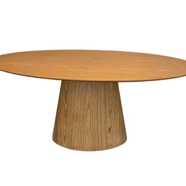 Mesa De Jantar Cone Oval 137x90 Cm Tampo Madeira Freijó Base