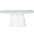 Mesa De Jantar Cone Oval 160x90 Cm Tampo Laca Branca + Vidro
