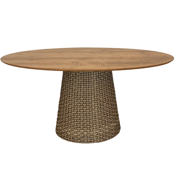 Mesa De Jantar Cone Oval 198x122 Cm Tampo Antíqua Base Fibra