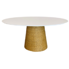 Mesa De Jantar Cone Oval 198x122 Cm Tampo Laca Branca Base Fi