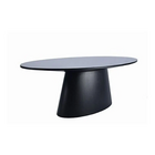 Mesa De Jantar Cone Oval 198x122 Laca Branca - Preto