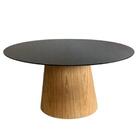 Mesa De Jantar Cone Oval 198x122cm Tampo Base Madeira Preto