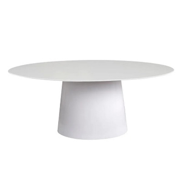 Mesa De Jantar Cone Oval 235x122 Cm Laqueado Branco - Branco