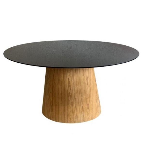 Mesa De Jantar Cone Oval 244x122cm Tampo Base Madeira Preto