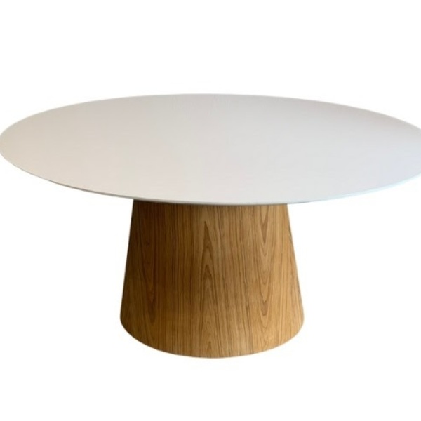 Mesa De Jantar Cone Oval 244x137 Cm Tampo Mdf Laqueado Base L
