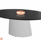 Mesa De Jantar Cone Oval Fibra Com Tampo Coverglass 180x100cm