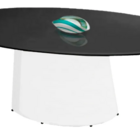 Mesa De Jantar Cone Oval Fibra Com Tampo Coverglass 180x100cm