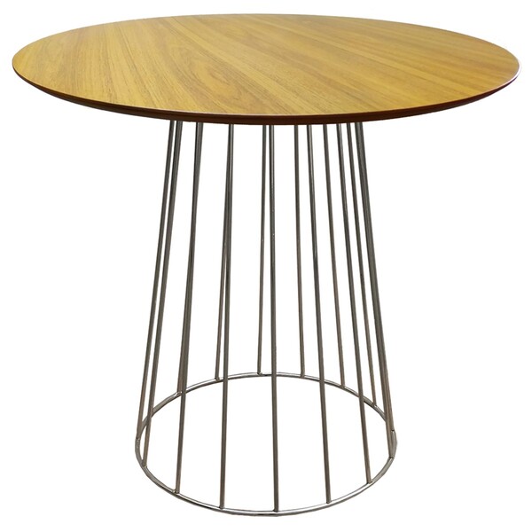 Mesa De Jantar Cone Raiada Com Tampo De Madeira 0 80m Redondo