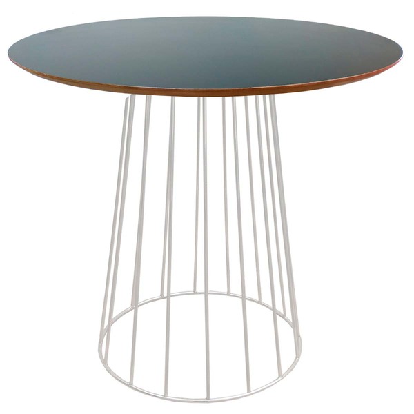 Mesa De Jantar Cone Raiada Com Tampo De Madeira 0 80m Redondo