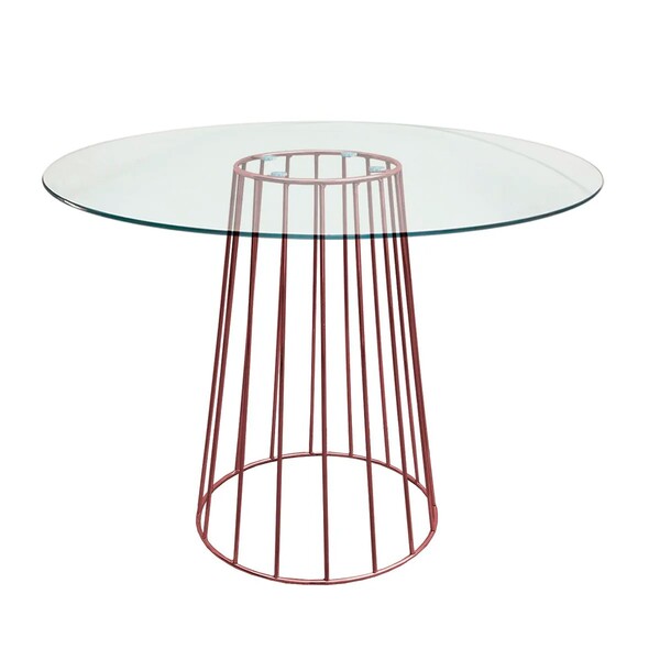 Mesa De Jantar Cone Raiada Com Tampo De Vidro Temperado 8mm R