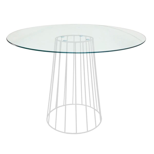 Mesa De Jantar Cone Raiada Com Tampo De Vidro Temperado 8mm R