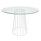 Mesa De Jantar Cone Raiada Com Tampo De Vidro Temperado 8mm R