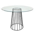 Mesa De Jantar Cone Raiada Com Tampo De Vidro Temperado 8mm R