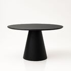 Mesa De Jantar Cone Redonda 110 Cm Base Madeira Ébano Tampo É